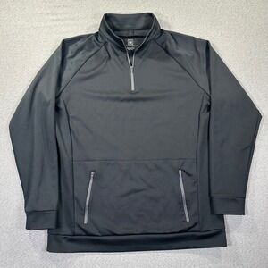 Mizzen + Main 1/4 Zip Mens M Black Versa Trim Long Sleeve Pockets Golf